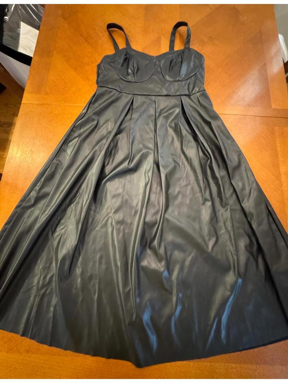 Black Faux Leather A-Line Dress Size 1XL